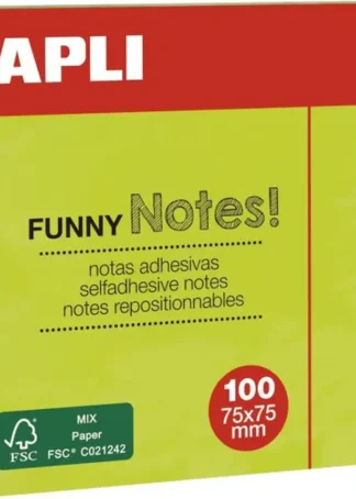 BLOC 100 NOTAS ADHESIVAS 75X75MM VERDE APLI