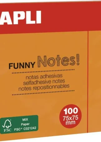 BLOC 100 NOTAS ADHESIVAS 75X75MM NARANJA APLI