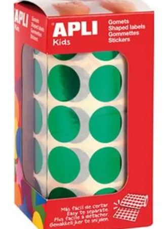 ROLLO GOMETS REDONDO VERDE METALIZADO AUTOADHESIVOS 20MM