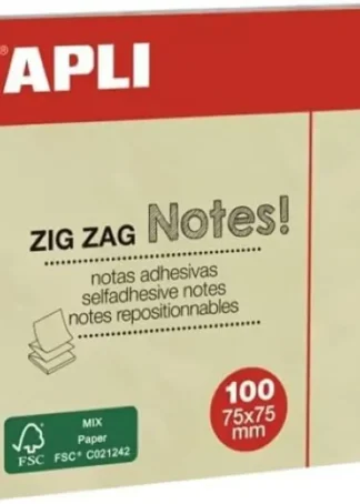 BLOC 100 NOTAS ADHESIVAS ZIGZAG AMARILLAS 75X75MM