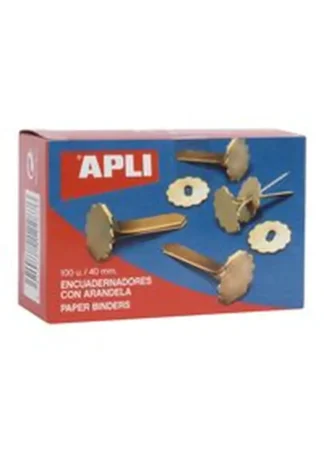 C/100 ENCUADERNADORES METALICOS 40MM CON ARANDELA APLI