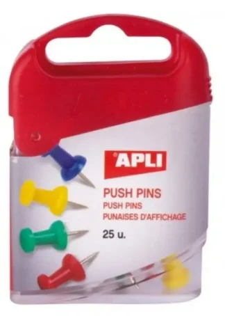 CAJA 25 PUSH PINS 8X23MM COLORES SURTIDOS