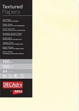 PAQUETE A4 100H 100GR VERJURADO CREMA