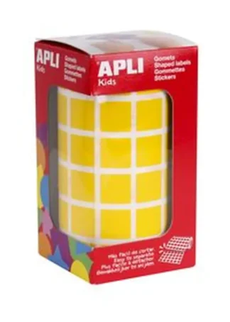 ROLLO GOMETS CUADRADOS AMARILLO AUTOADHESIVOS 15MM