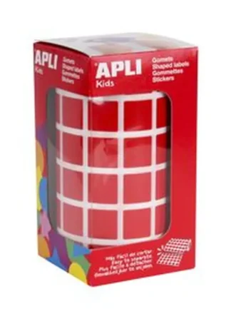 ROLLO GOMETS CUADRADOS ROJO AUTOADHESIVOS 15MM