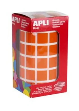 ROLLO GOMETS CUADRADOS NARANJA AUTOADHESIVOS 15MM