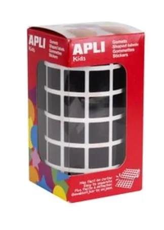 ROLLO GOMETS CUADRADOS NEGRO AUTOADHESIVOS 15MM