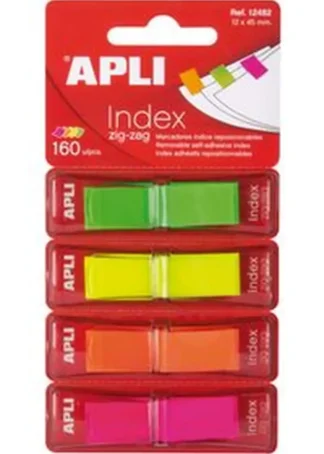 INDICES AUTOADHESIVOS EN ZIGZAG COLORES SURTIDOS FLUOR APLI