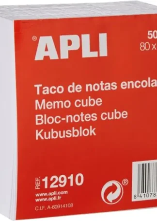 TACO DE NOTAS 500H LISO 8X8CM ENCOLADO NO ADHESIVO