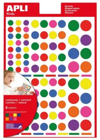 BOLSA 6 HOJAS GOMETS REDONDOS 7 COLORES SURTIDOS