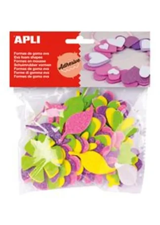 BOLSA 48 FLORES DE GOMA EVA ADHESIVA CON PURPURINA