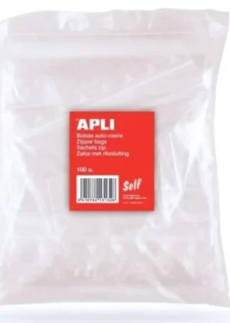 PAQ/100 BOLSAS AUTOCIERRE CREMALLERA 80X120 MM ZIPPER APLI