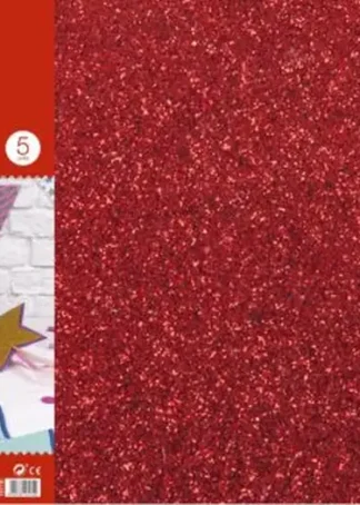 PACK 3 LAMINAS GOMA EVA PURPURINA ROJO 40X60 2MM