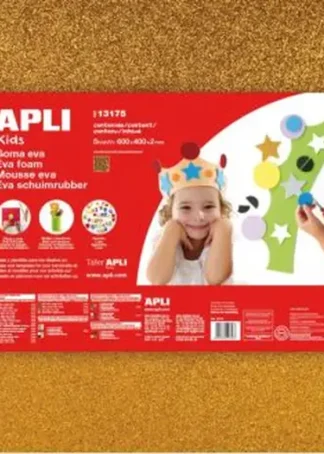 PACK 3 LAMINAS GOMA EVA PURPURINA ORO 40X60 2MM