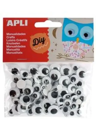 BOLSA 100 OJOS MOVILES NEGROS REDONDOS MEDIDAS SURTIDAS