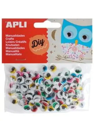 BOLSA 100 OJOS MOVILES COLORES REDONDOS CON PESTAÑAS 10MM