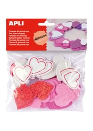 BOLSA 52 CORAZONES GOMA EVA ADHESIVO SURTIDO