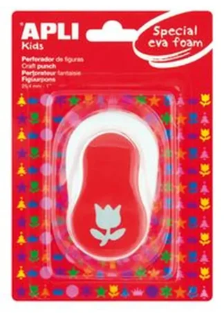 PERFORADORA PAPEL Y GOMA EVA TULIPAN ROJO 25,4MM