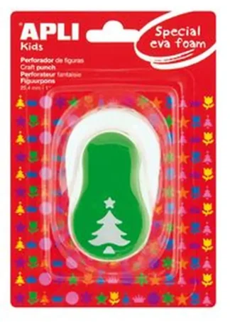 PERFORADORA PAPEL Y GOMA EVA ARBOL VERDE 25,4MM