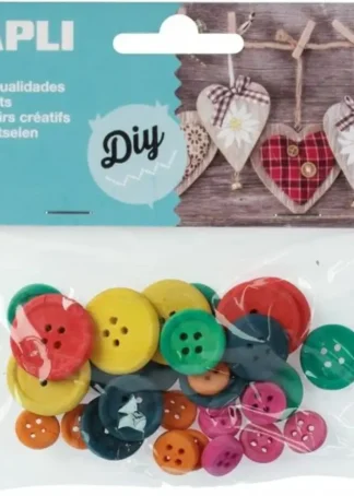 BOLSA 30 BOTONES MADERA SURTIDOS APLI