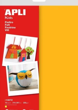 BLISTER 10 HOJAS FIELTRO A4 AMARILLO APLI