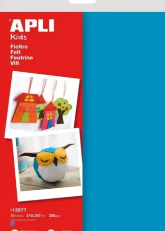 BLISTER 10 HOJAS FIELTRO A4 AZUL APLI