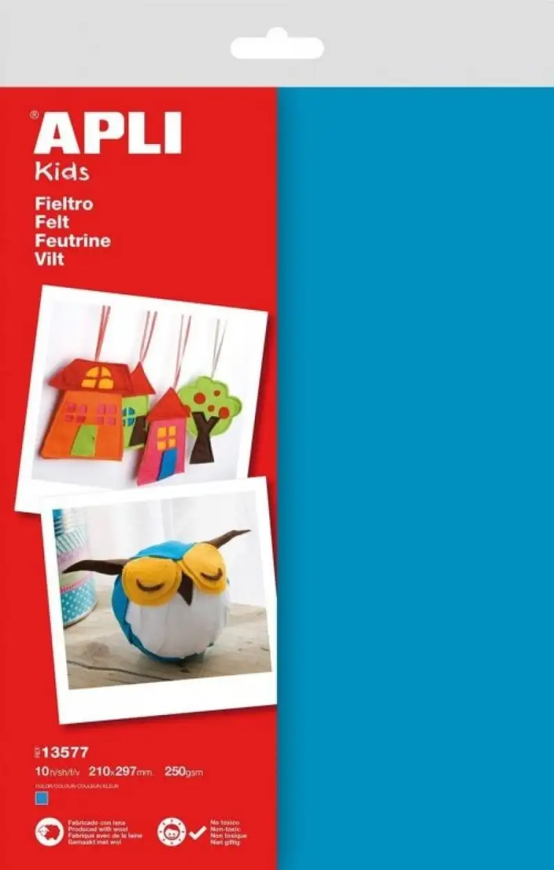 BLISTER 10 HOJAS FIELTRO A4 AZUL APLI