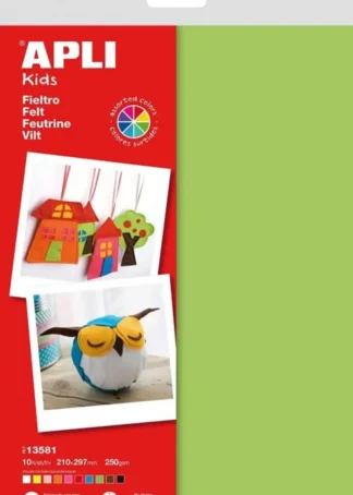 BLISTER 10 HOJAS FIELTRO A4 COLORES SURTIDOS APLI