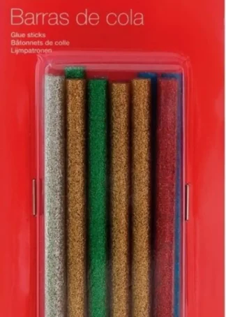 BLISTER 12 RECAMBIOS BARRA SILICONA 7,5MM GLITTER SURTIDOS