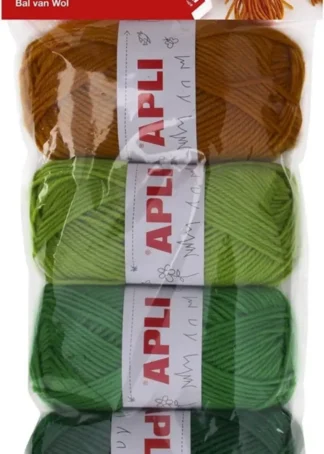 BLISTER 4 OVILLOS DE LANA TONOS VERDES 50G