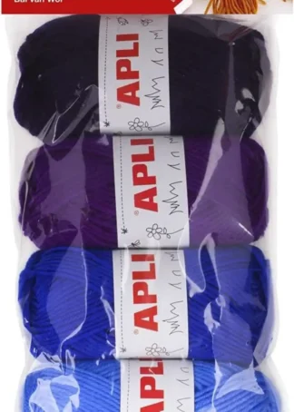 BLISTER 4 OVILLOS DE LANA TONOS AZUL 50G