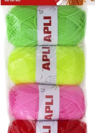 BLISTER 4 OVILLOS DE LANA TONOS FLUOR 50G