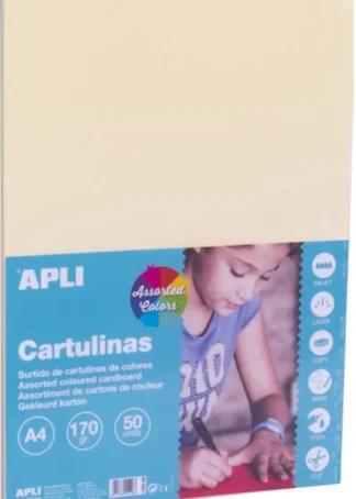 PAQ/50 CARTULINA APLI A4 170G. SURTIDO PLASTEL