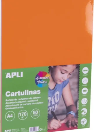 PAQ/50 CARTULINA APLI A4 170G. SURTIDO INTENSO