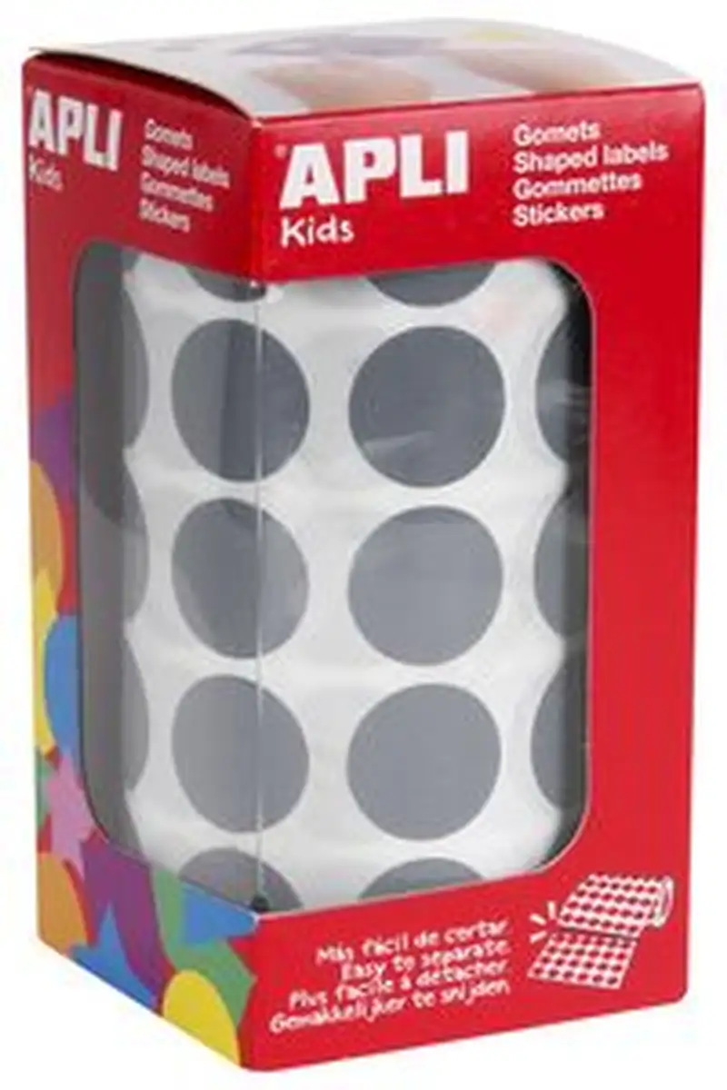 ROLLO GOMETS REDONDO GRIS AUTOADHESIVOS 20MM