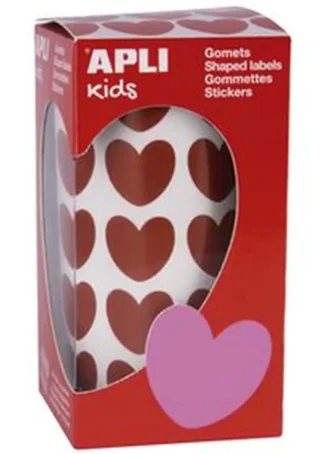 ROLLO GOMETS CORAZONES ROJO AUTOADHESIVOS 20X18MM