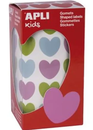 ROLLO GOMETS CORAZONES MULTICOLOR AUTOADHESIVOS 20X18MM