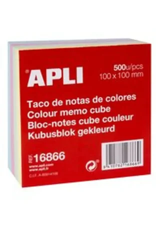 TACO DE NOTAS 500H DE COLORES 10X10CM ENCOLADO NO ADHESIVO