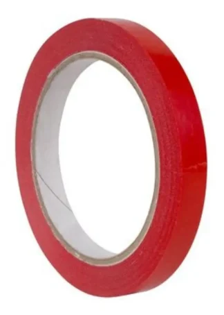 PAQ/12 ROLLOS CINTA ADHESIVA 66MX12MM COLOR ROJO PVC