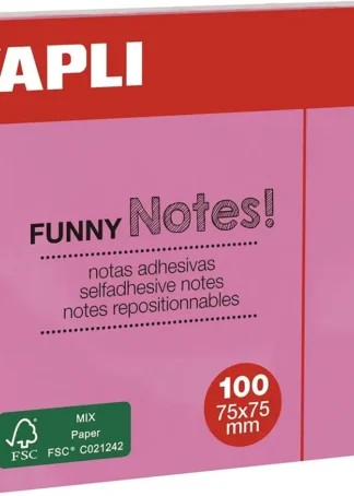 PACK 12 NOTAS ADHESIVAS 75X75MM ROSA PASTEL