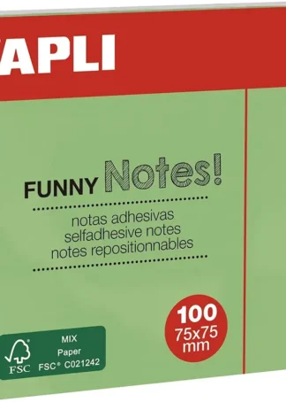 PACK 12 TACOS NOTAS ADHESIVAS 75X75MM VERDE PASTEL