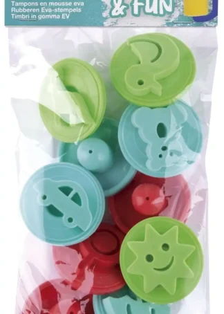 BOLSA 10 SELLOS GOMA EVA MANGO PLASTICO