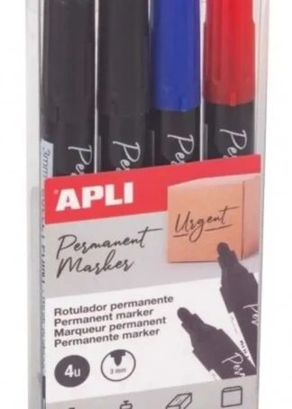 ESTUCHE 4 ROTULADOR PERMANENTE APLI COLORES SURTIDOS
