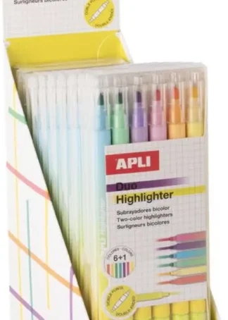 EXP 10 ESTUCHES 6 SUBRAYADORES DOBLE PUNTA APLI