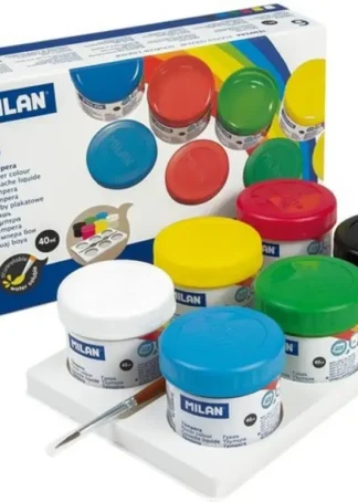 ESTUCHE 6 BOTES TEMPERA MILAN 40ML COLORES SURTIDOS