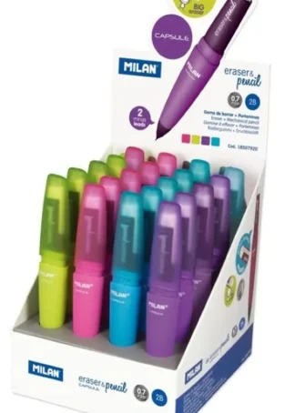 EXP 20 PORTAMINAS+GOMA 0,7MM 2B ERASER PENCIL CAPSULE MILAN