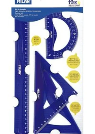 ESTUCHE DE DIBUJO FLEXIBLE 4 PIEZAS 30CM AZUL