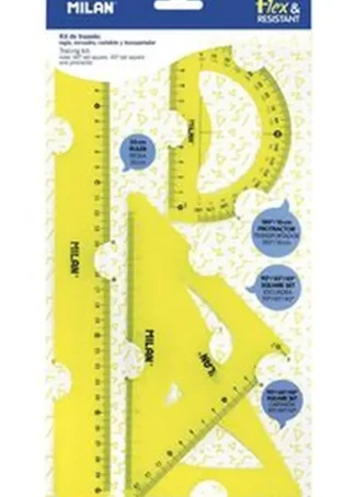 ESTUCHE DE DIBUJO FLEXIBLE 4 PIEZAS 30CM AMARILLO