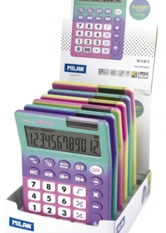 CAJA EXPOSITORA 6 CALCULADORAS 12 DIGITOS SUNSET