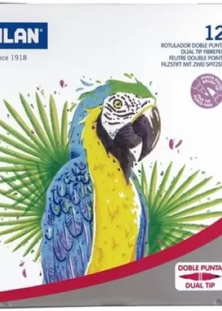 CAJA METALICA 12 ROTULADORES DOBLE PUNTA FINA/PINCEL